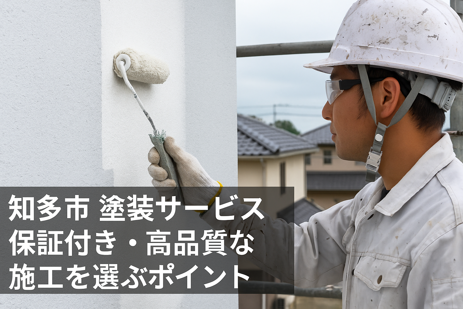 知多市で高品質な塗装サービスを提供する職人が外壁をローラーで塗装している様子