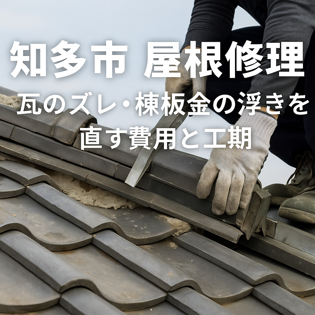 知多市で屋根修理における瓦のズレや棟板金の浮きを直す費用と工期を解説するブログ用画像